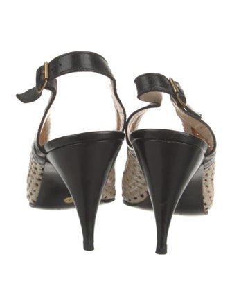 Stephane Kélian Leather Colorblock Pattern Slingback Pumps