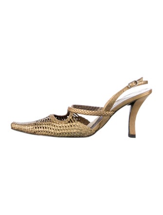 Stephane Kélian Leather Animal Print Slingback Pumps