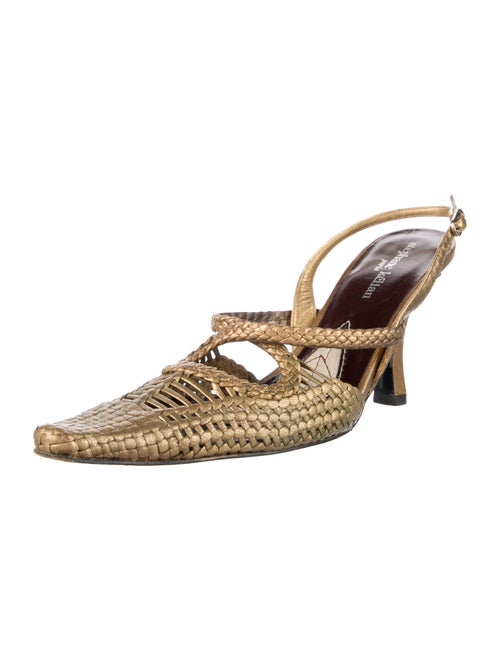 Stephane Kélian Leather Animal Print Slingback Pumps