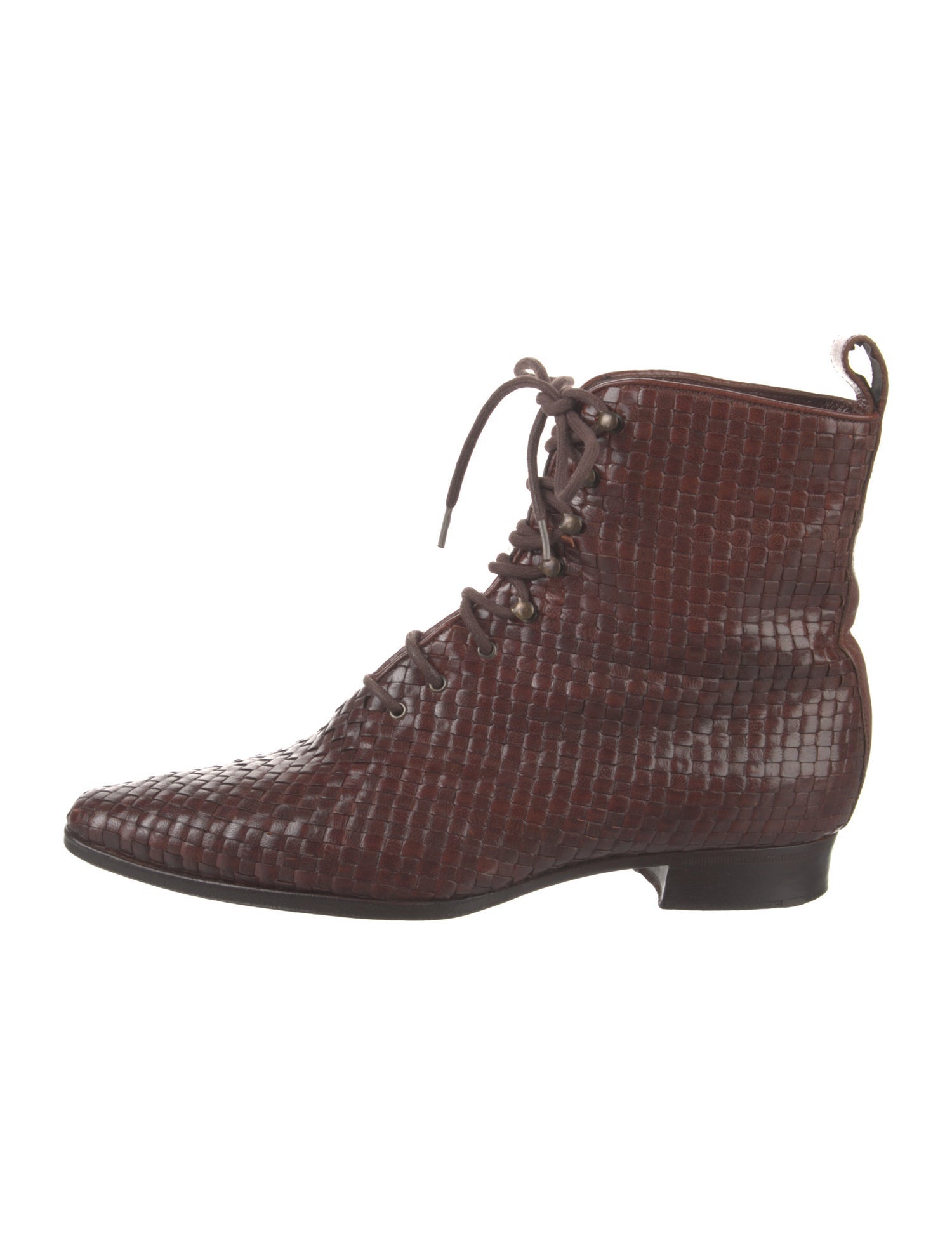 Stephane Kélian Leather Colorblock Pattern Lace-Up Boots
