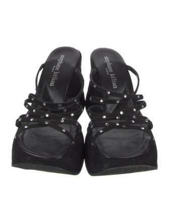 Stephane Kélian Suede Studded Accents Slides