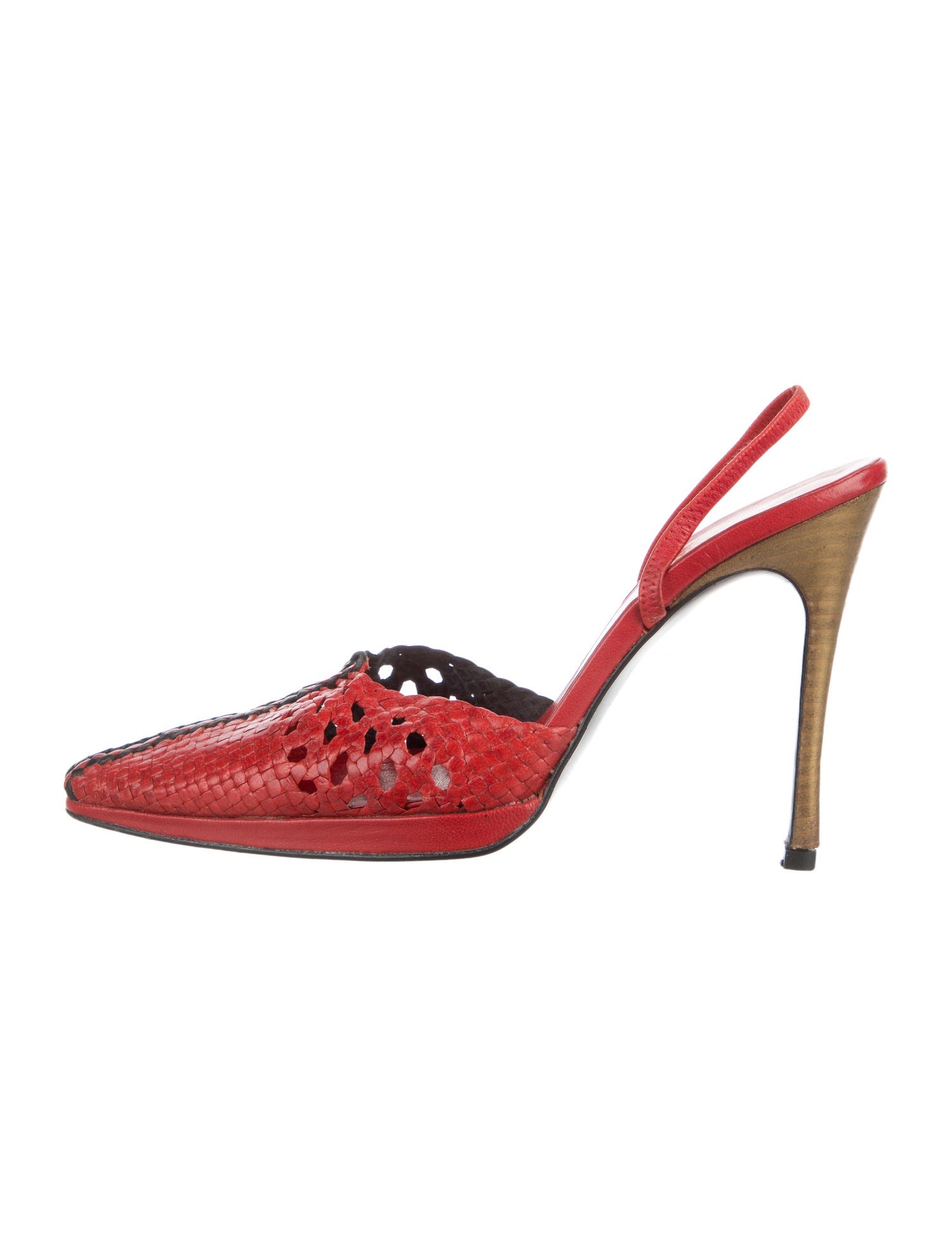 Stephane Kélian Leather Colorblock Pattern Slingback Pumps