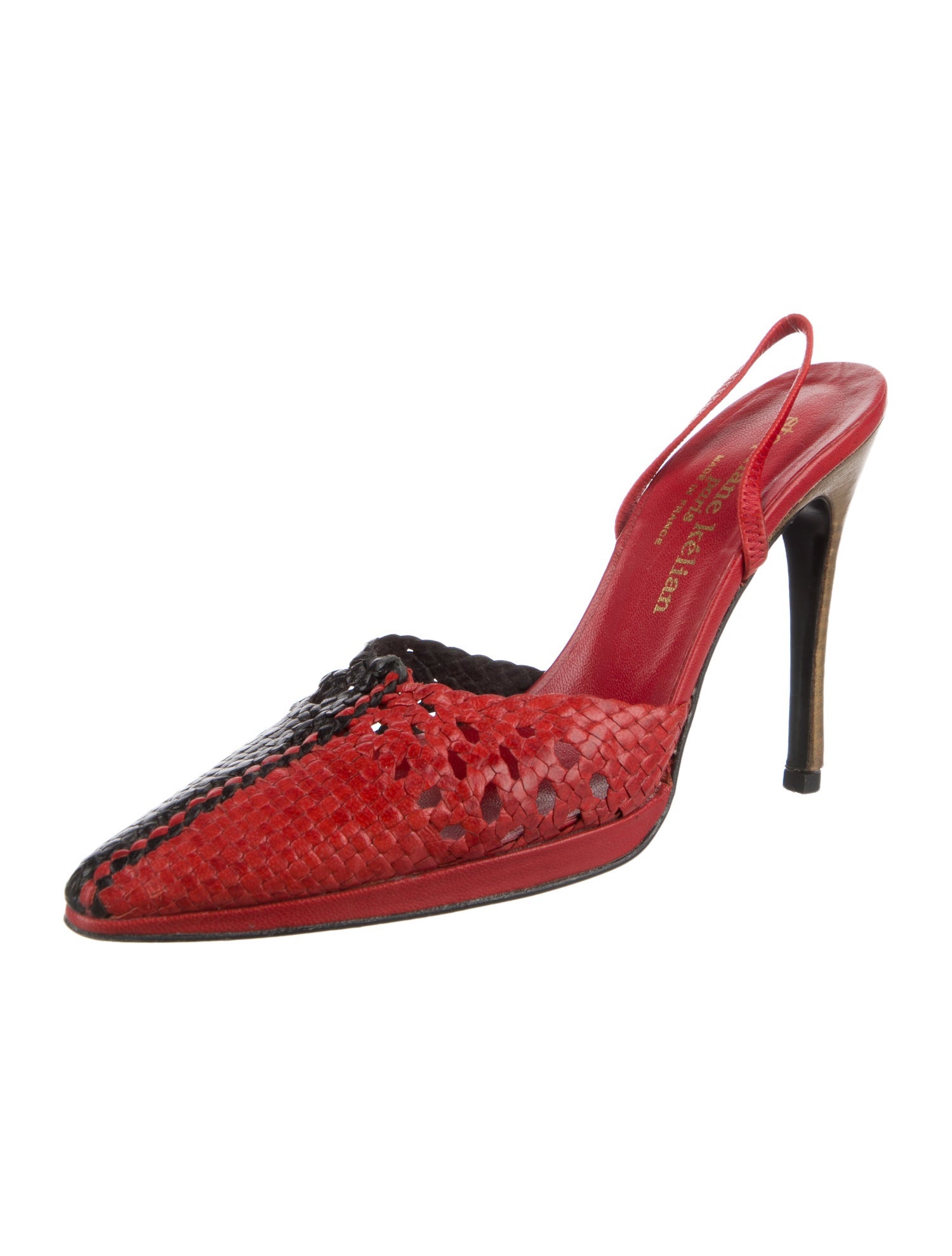 Stephane Kélian Leather Colorblock Pattern Slingback Pumps