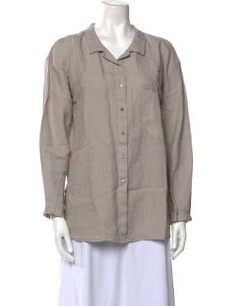 Kristensen Du Nord Linen Long Sleeve Button-Up Top