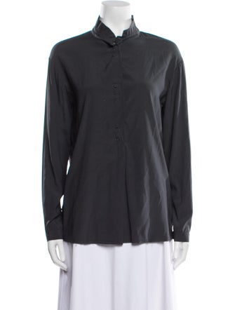 Kristensen Du Nord Silk Long Sleeve Button-Up Top