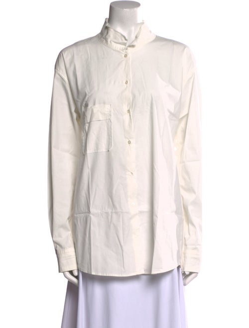 Kristensen Du Nord Mock Neck Long Sleeve Button-Up Top