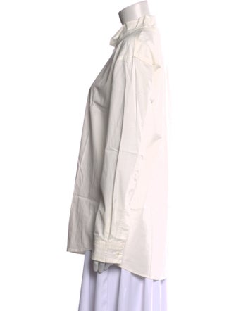 Kristensen Du Nord Mock Neck Long Sleeve Button-Up Top