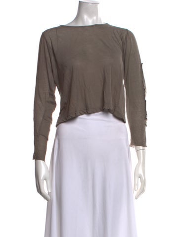 Pre-owned Kristensen Du Nord Scoop Neck Long Sleeve Top In Neutrals