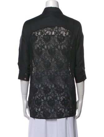 Kaelen Lace Pattern Three-Quarter Sleeve Button-Up Top