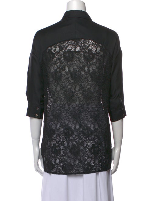 Kaelen Lace Pattern Three-Quarter Sleeve Button-Up Top