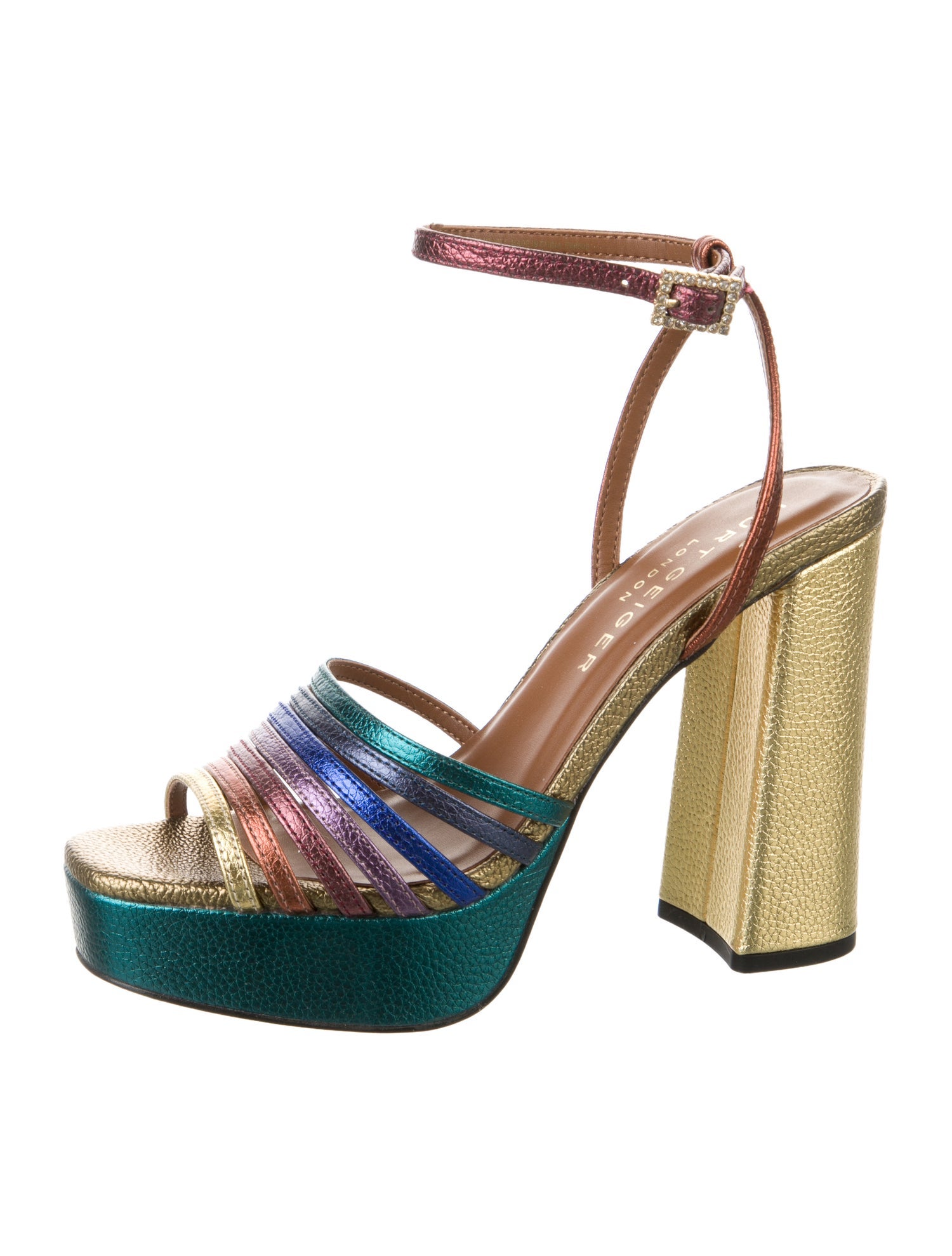 Kurt Geiger Leather Colorblock Pattern Sandals