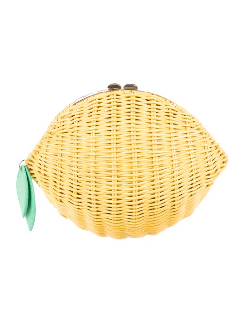 Kate Spade New York Riva Lemon Yellow Wicker Clutc