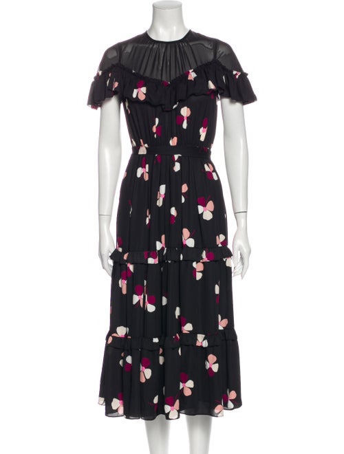 Kate Spade New York Printed Midi Length Dress Blac