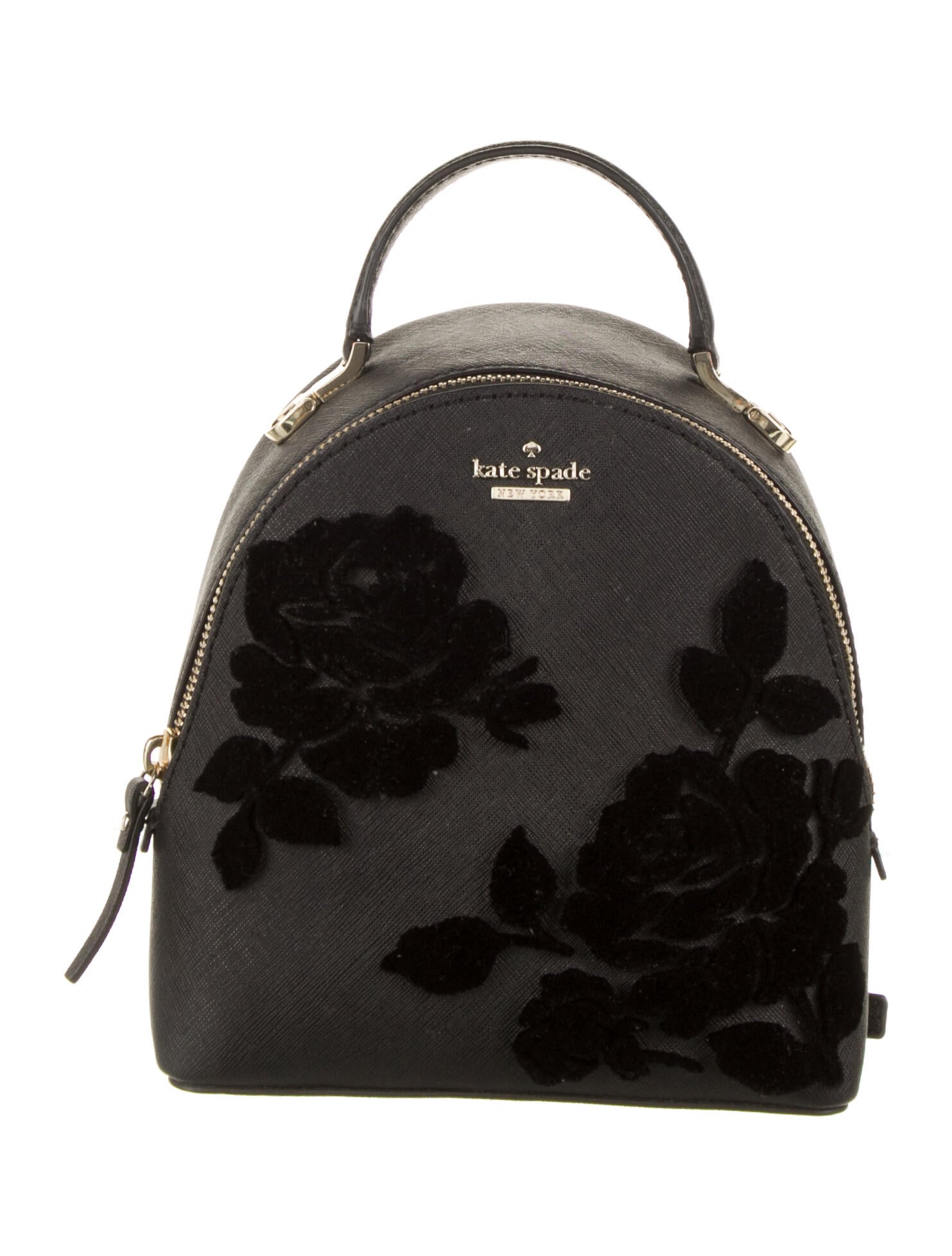 Kate Spade New York Velvet Trimmed Backpack Black Backpacks