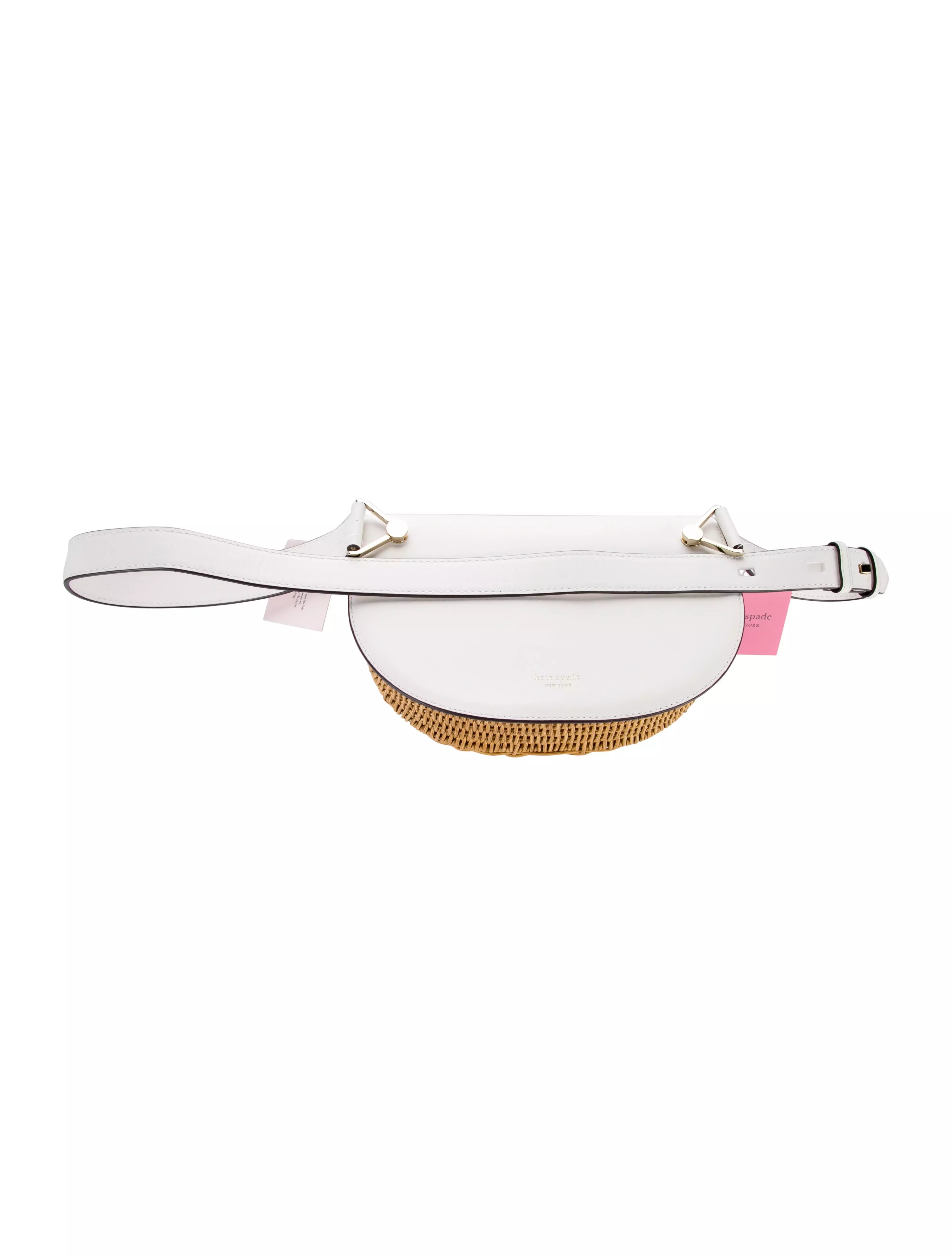 Kate Spade New York LeatherTrimmed Straw Waist Bag w/ Tags White