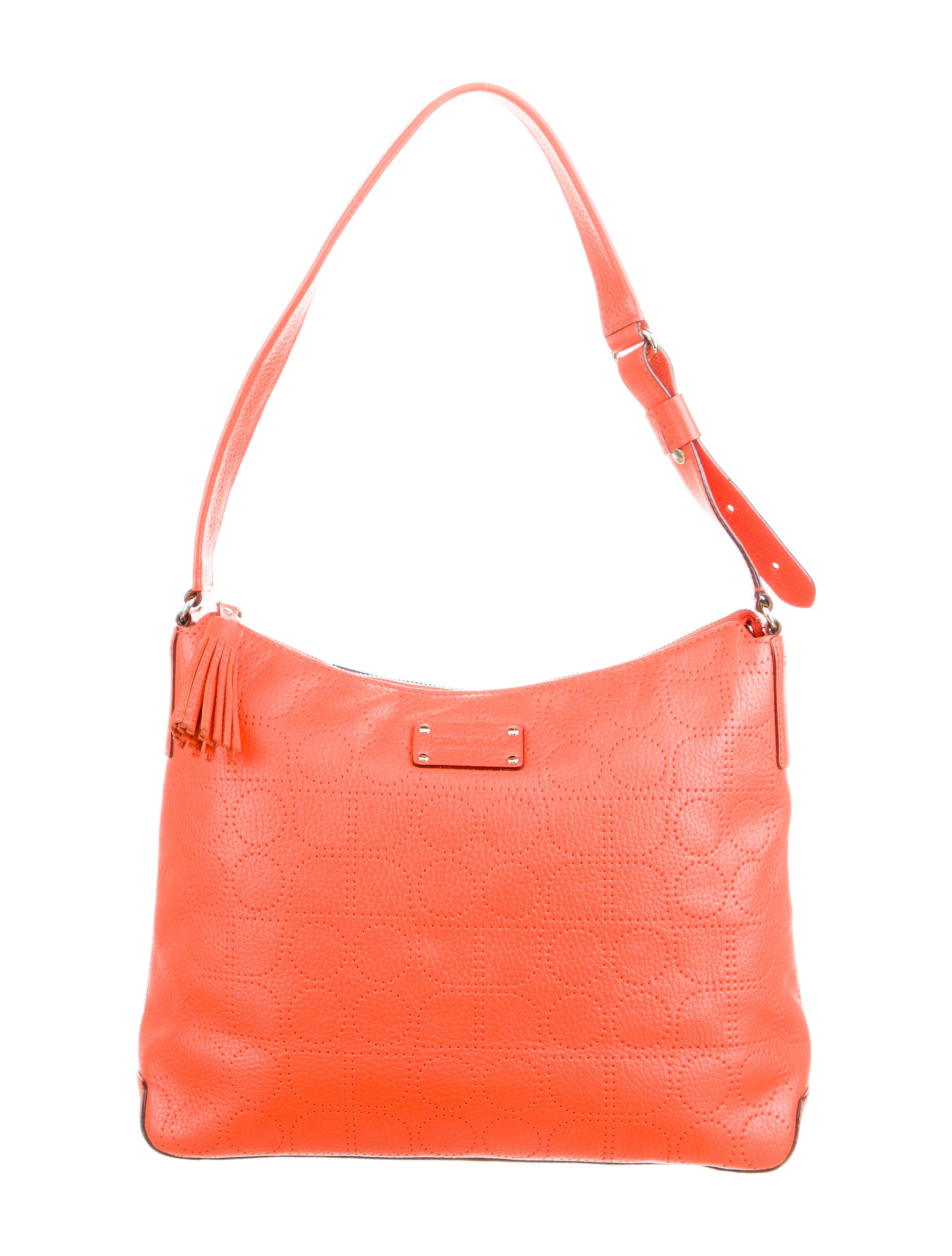 Kate Spade New York Textured Leather Tote Bag Orange Shoulder Bags