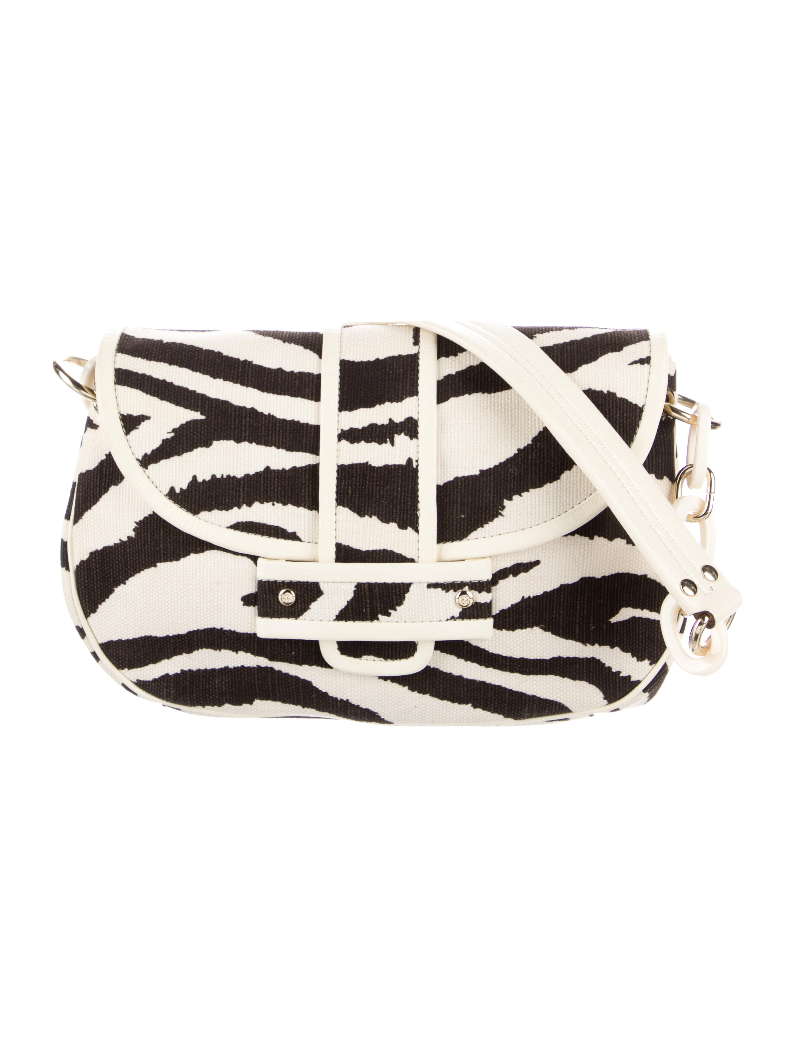 Kate Spade New York Canvas Leather Trimmed Shoulder Bag White