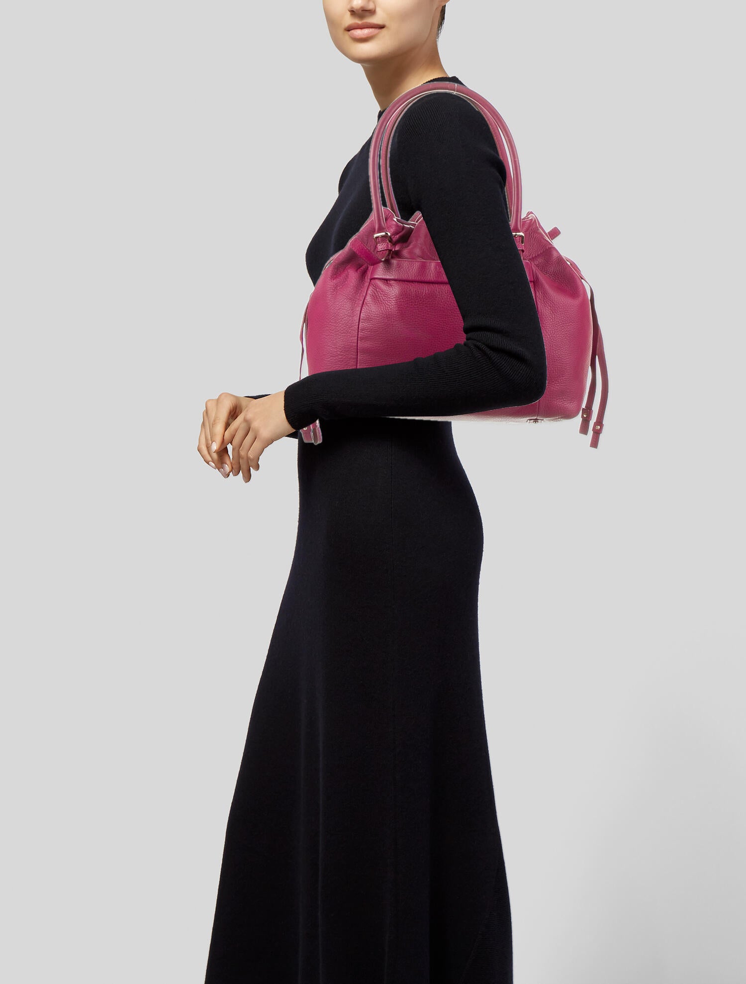 Kate Spade New York Leather Shoulder Bag Purple Shoulder Bags