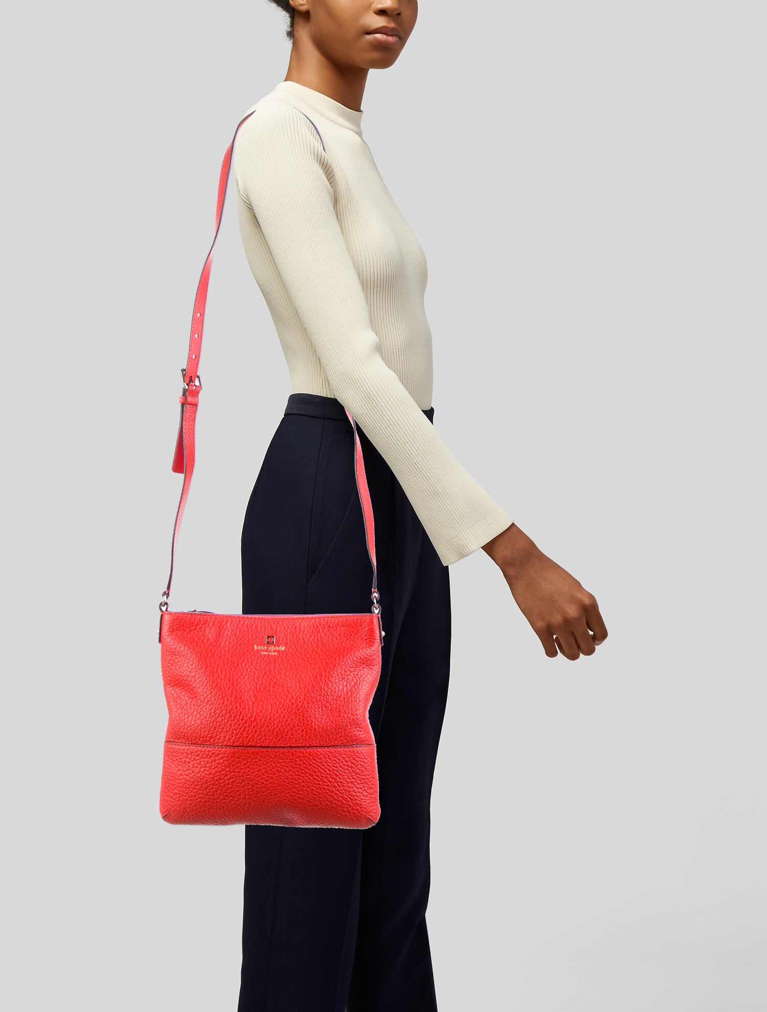 Kate Spade New York Pebbled Leather Crossbody Bag Orange Crossbody