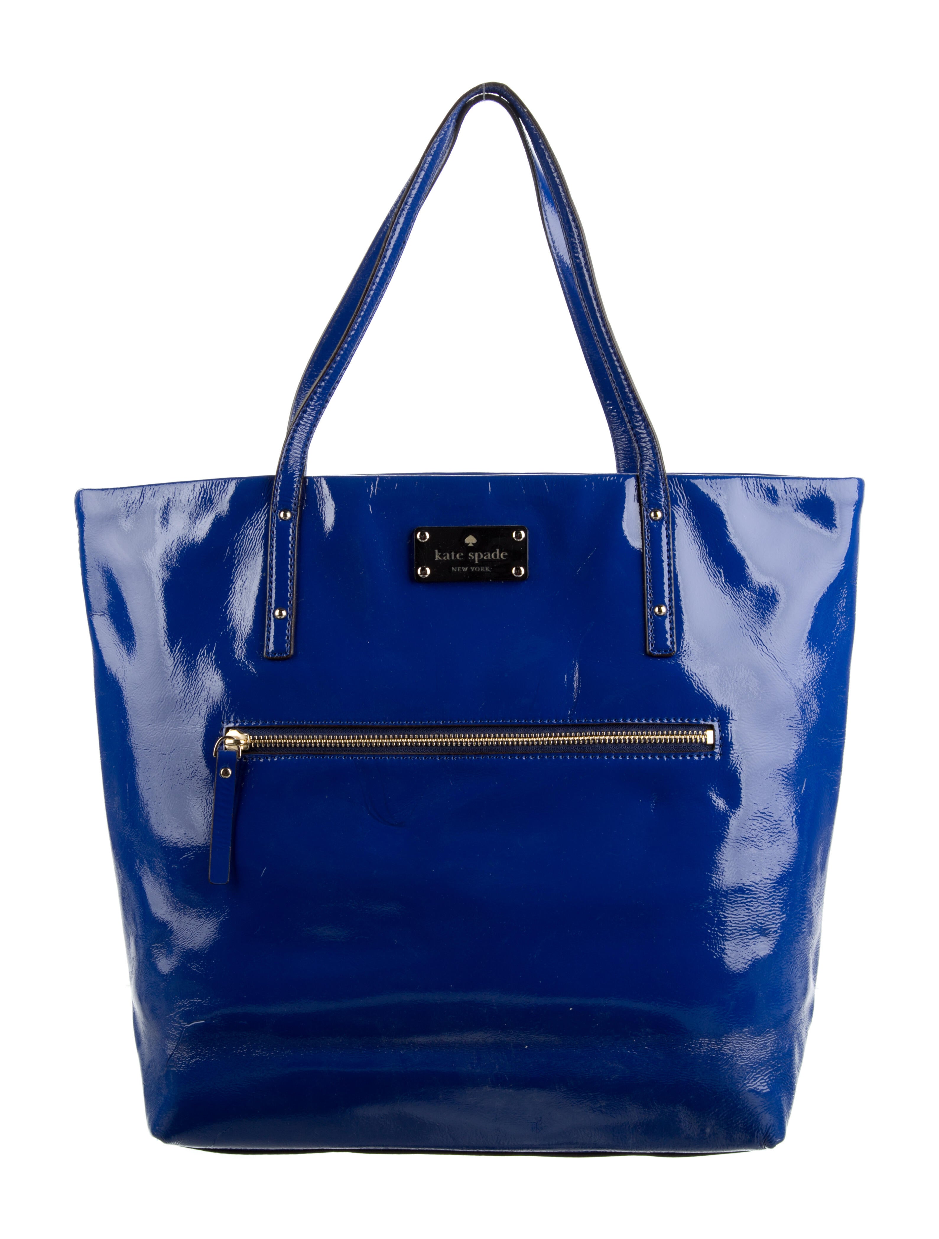 Kate Spade New York Patent Leather Tote Bag Blue Totes, Handbags
