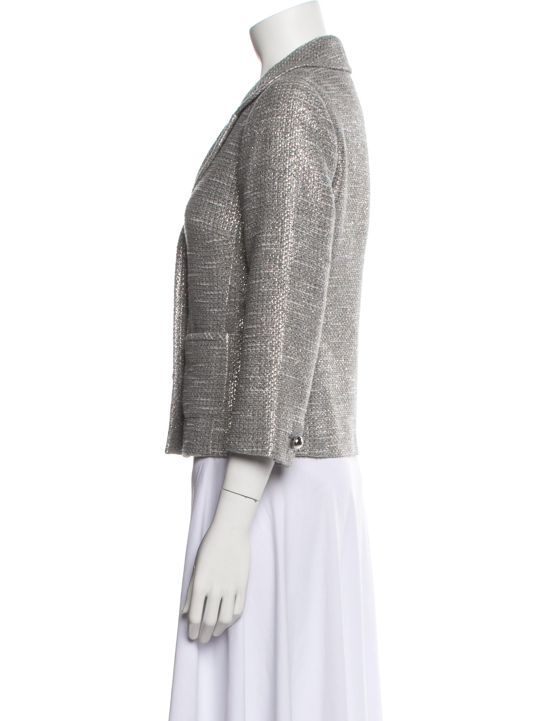 Kate Spade New York Tweed Pattern Evening Jacket Grey Jackets