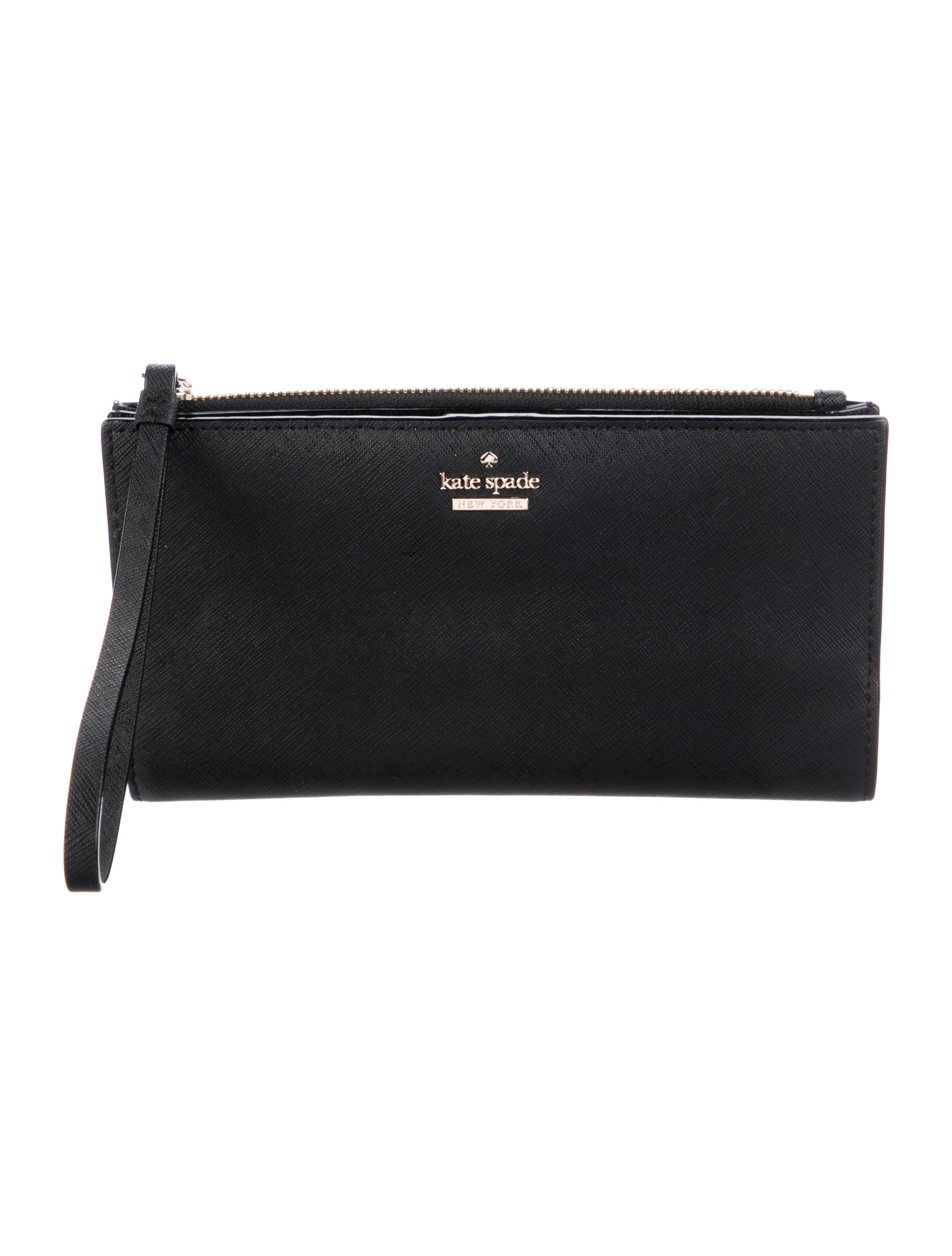 Kate Spade New York Leather Flap Clutch Black Clutches, Handbags