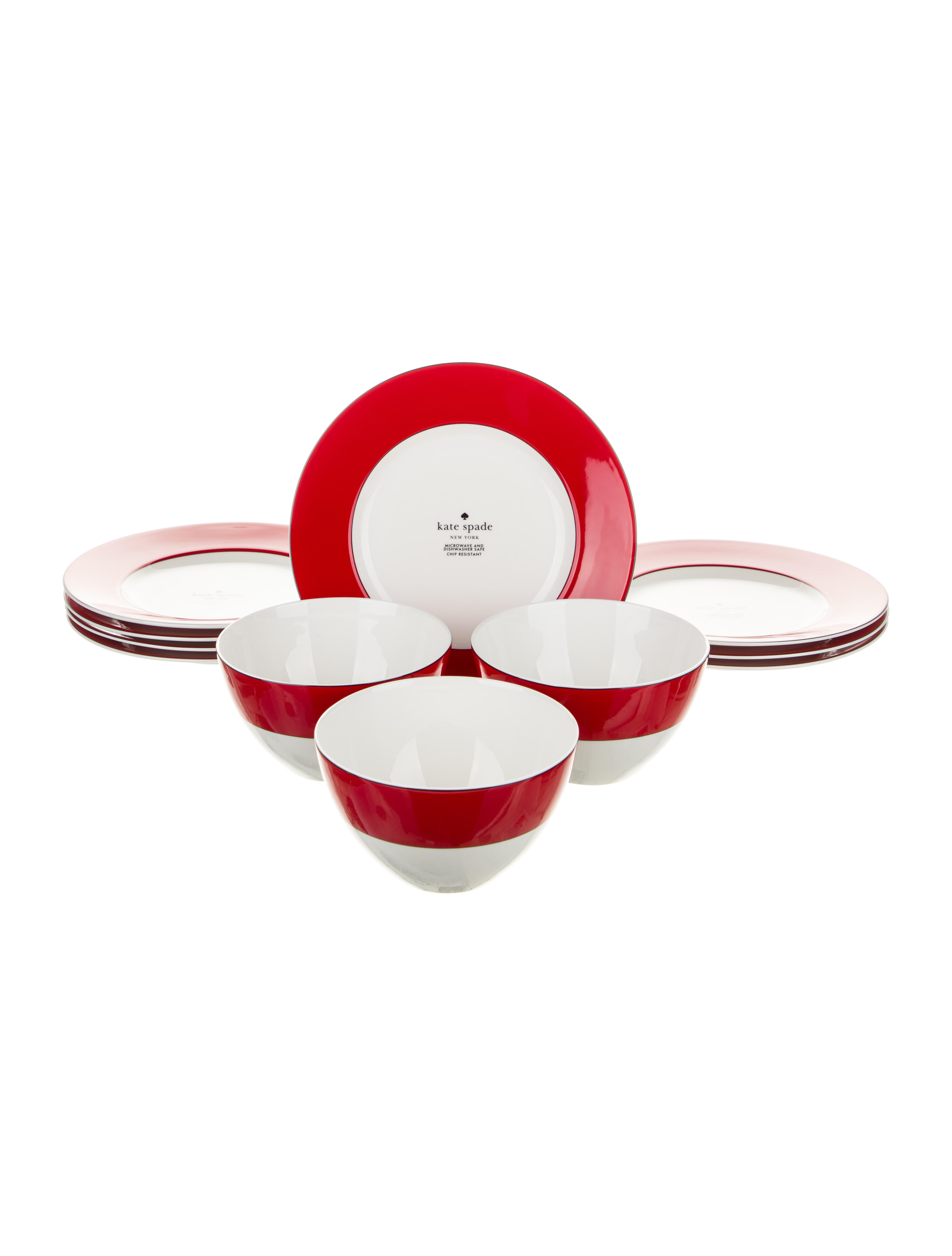 Kate Spade New York 11Piece Lenox Rutherford Circle Red Tableware Set