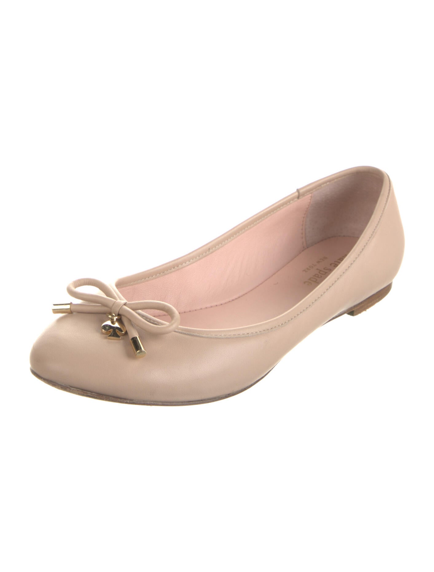 Kate Spade New York Leather Bow Accents Ballet Flats Neutrals Flats