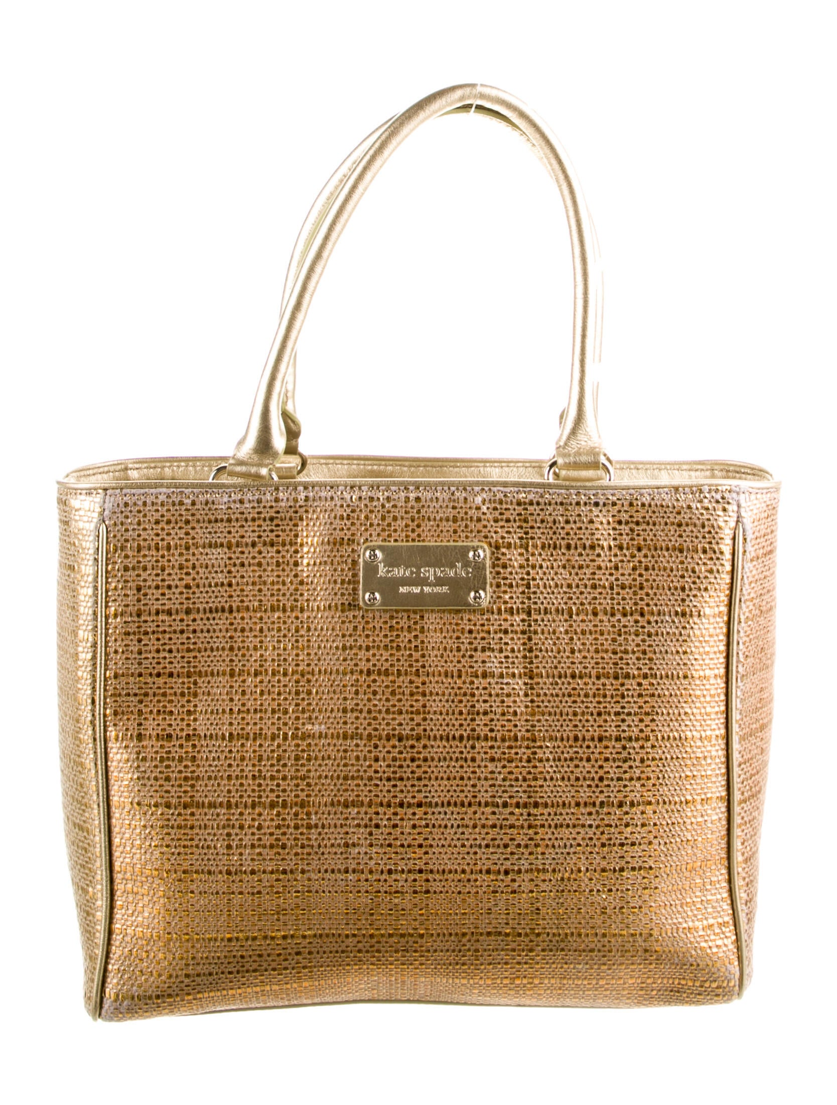 Kate Spade New York Metallic Woven Tote Gold Totes, Handbags WKA79734 The RealReal