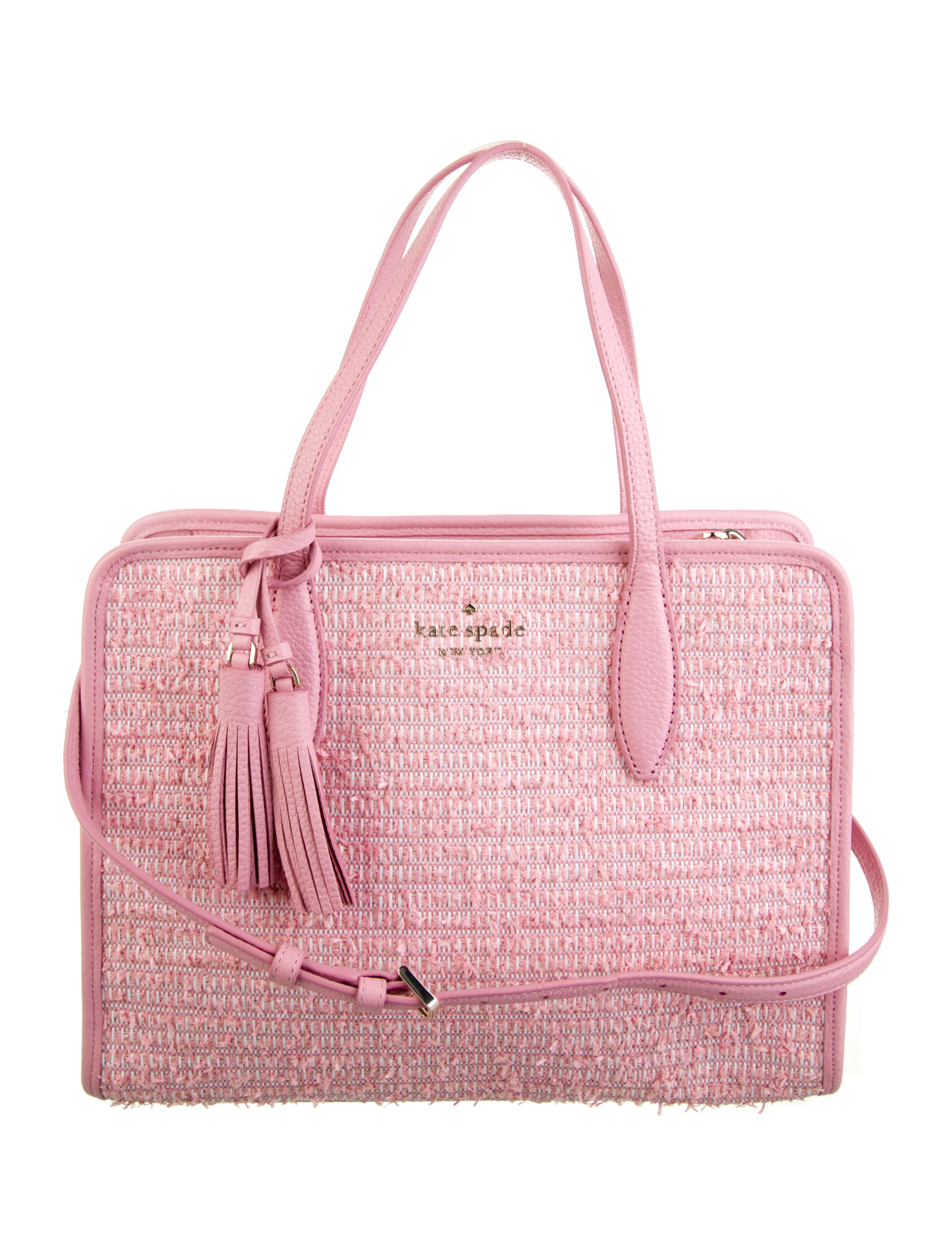 Kate Spade New York Leathertrimmed Tweed Shoulder Bag Pink Shoulder Bags, Handbags