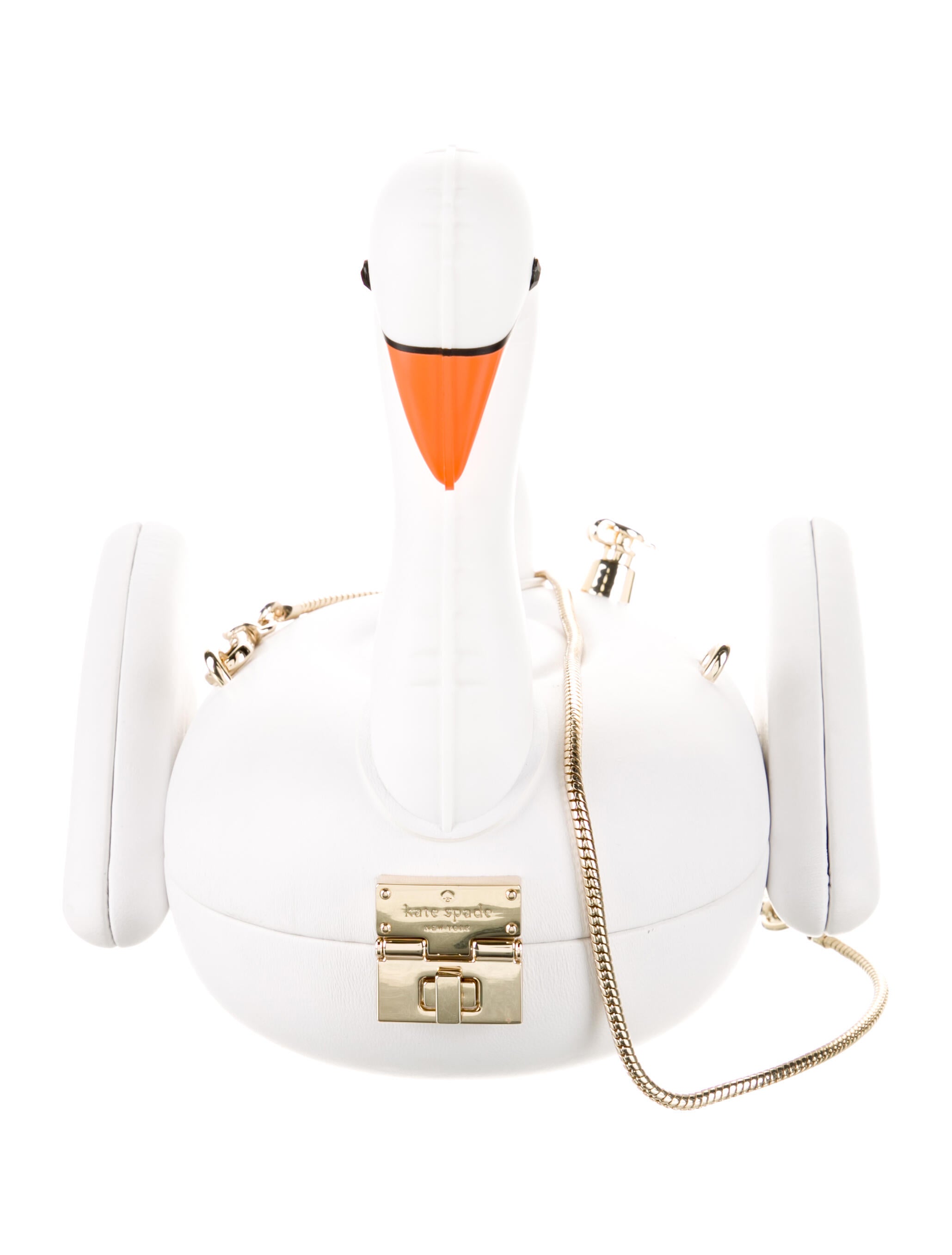 Kate Spade New York Checking In3D Swan Pool Float Lambskin Leather Bag