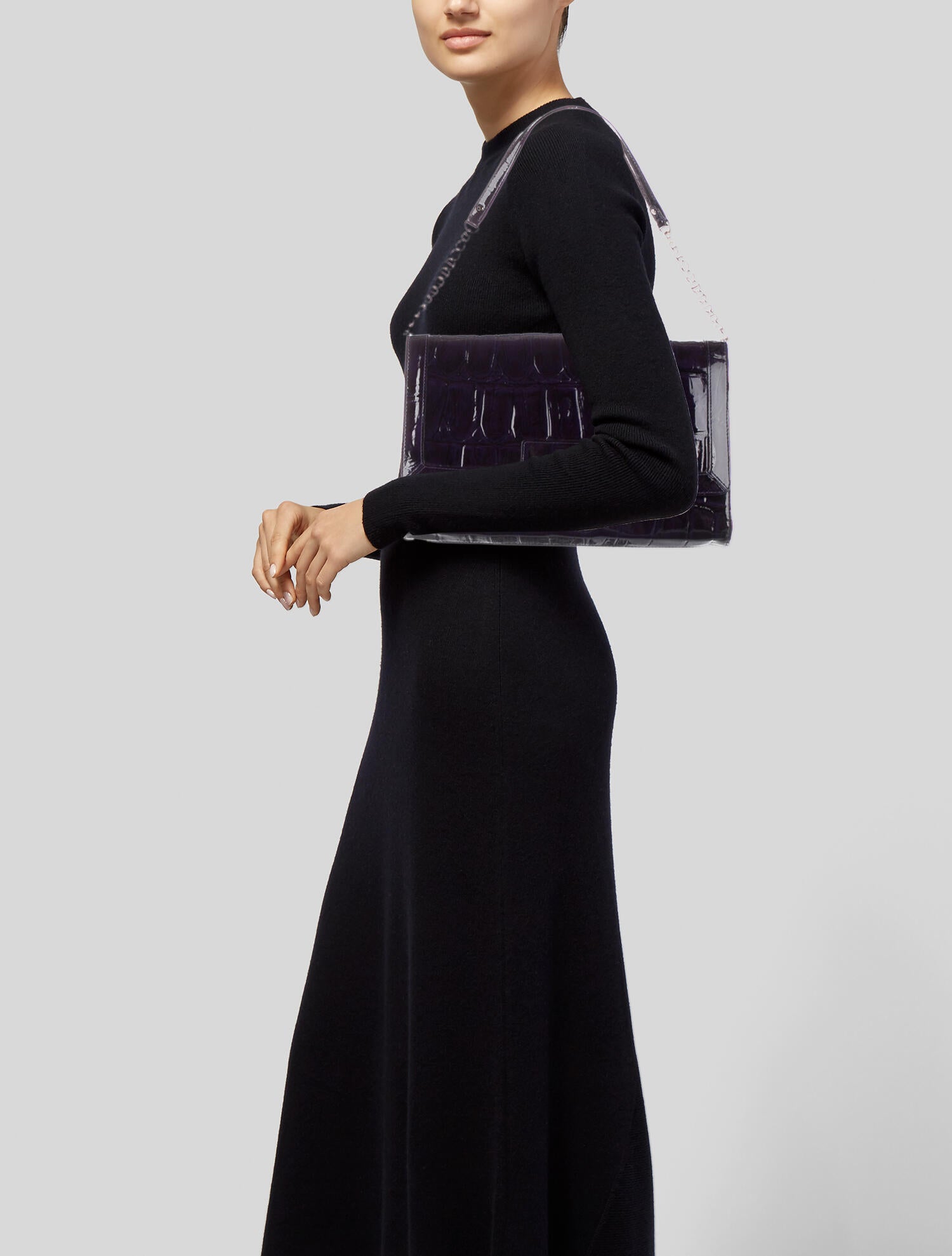 Kate Spade New York Embossed Patent Leather Shoulder Bag Purple