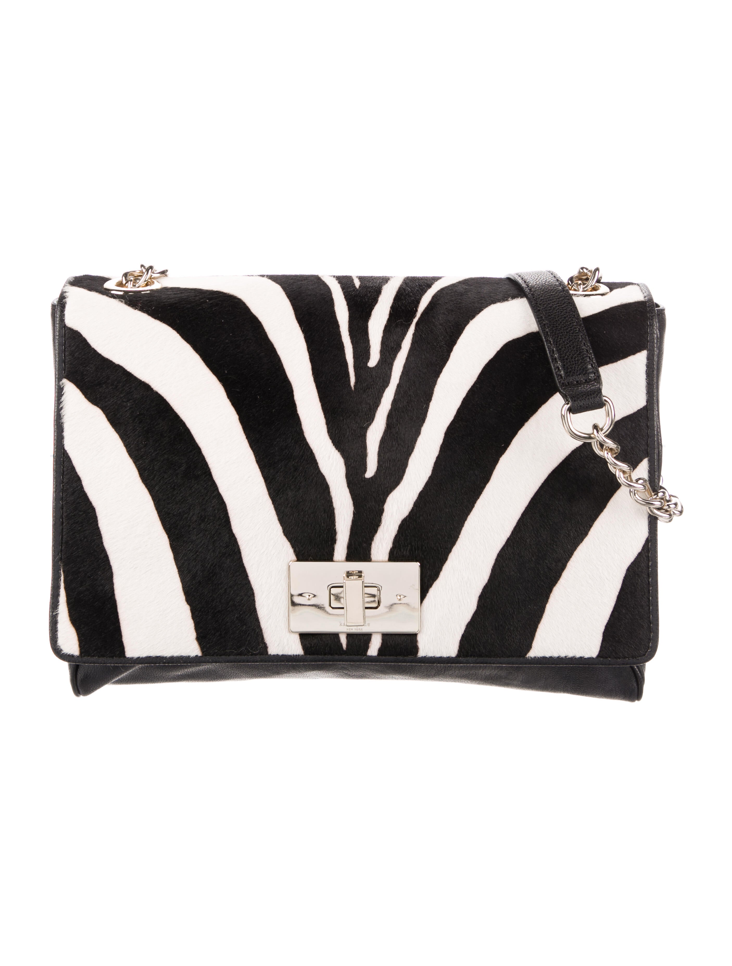 Kate Spade New York Pony Hair Leather Trimmed Shoulder Bag Black