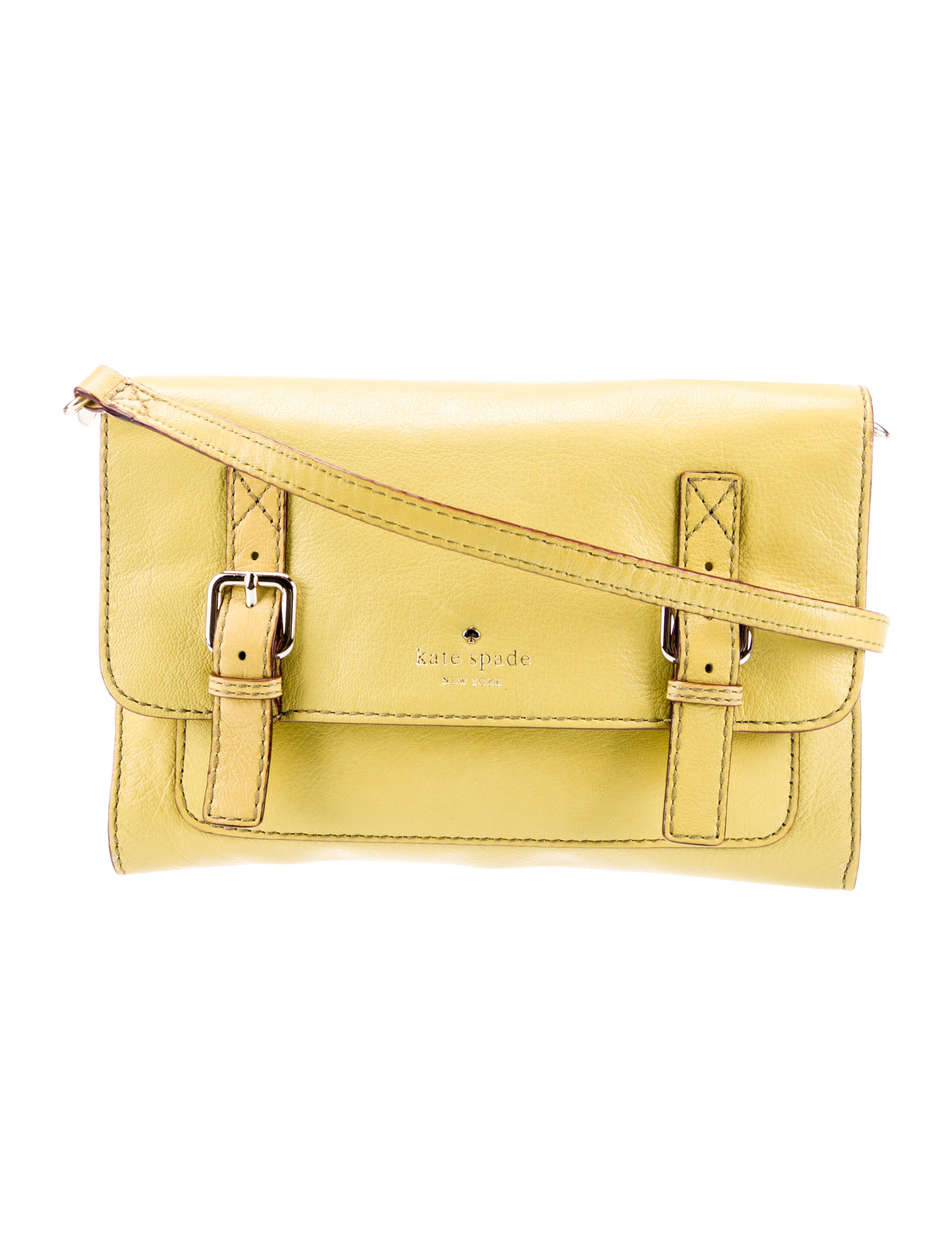 Kate Spade New York Leather Flap Crossbody Bag Yellow Crossbody Bags