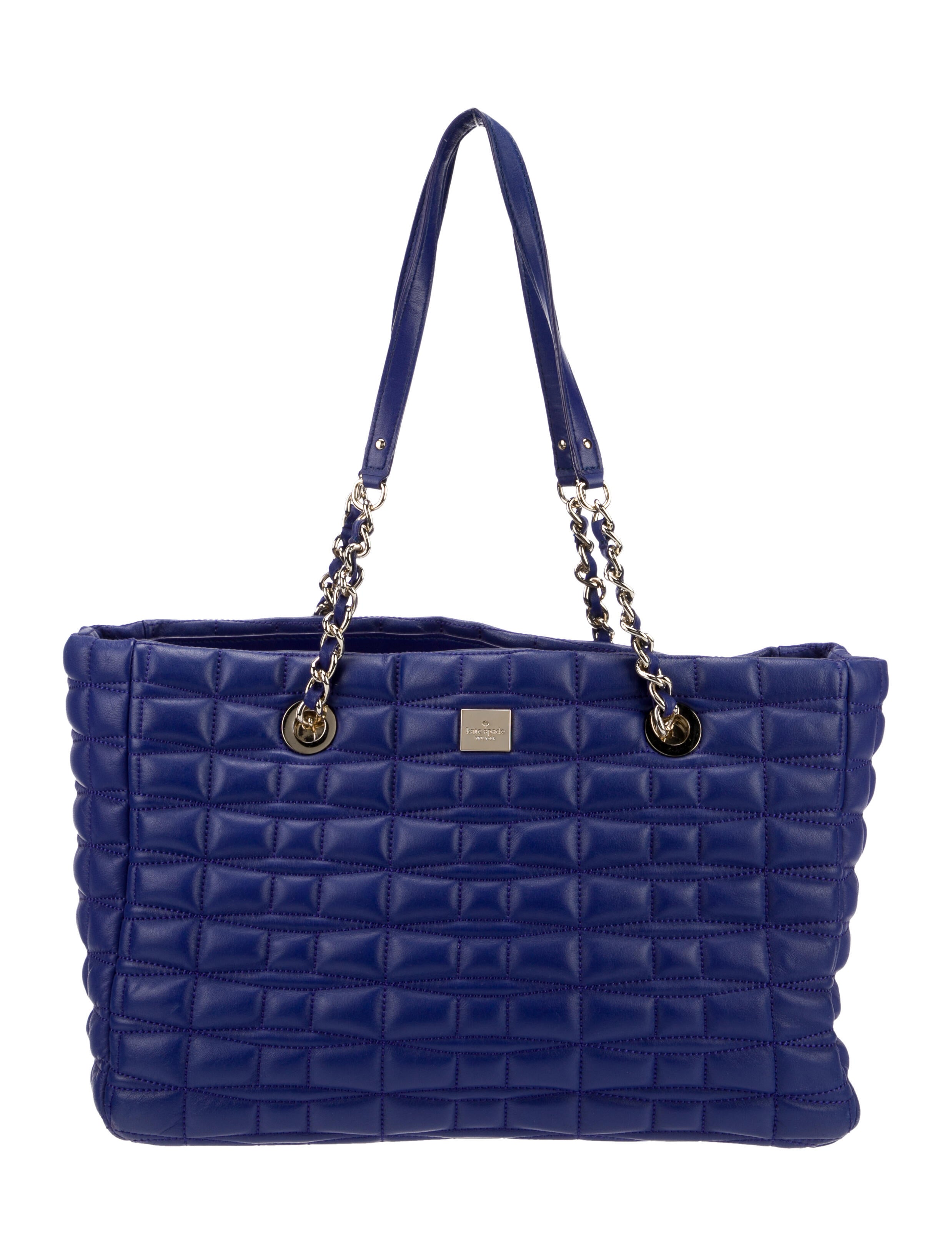 Kate Spade New York Quilted Leather Tote Bag Blue Totes, Handbags