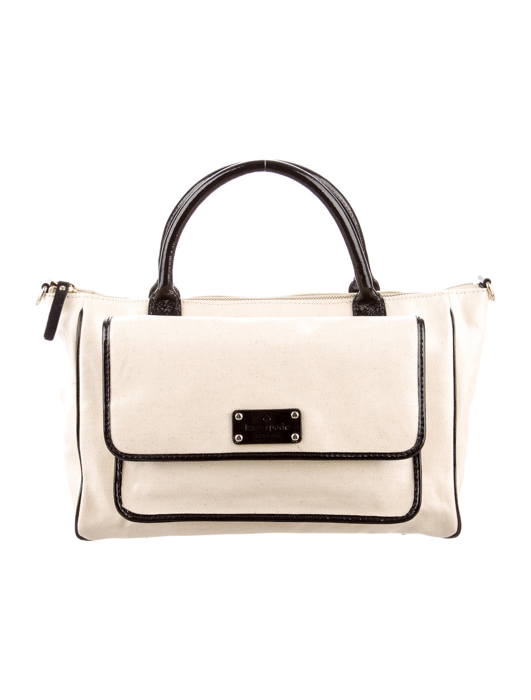 Kate Spade New York Patent Leather-Accented Coated Canvas Satchel