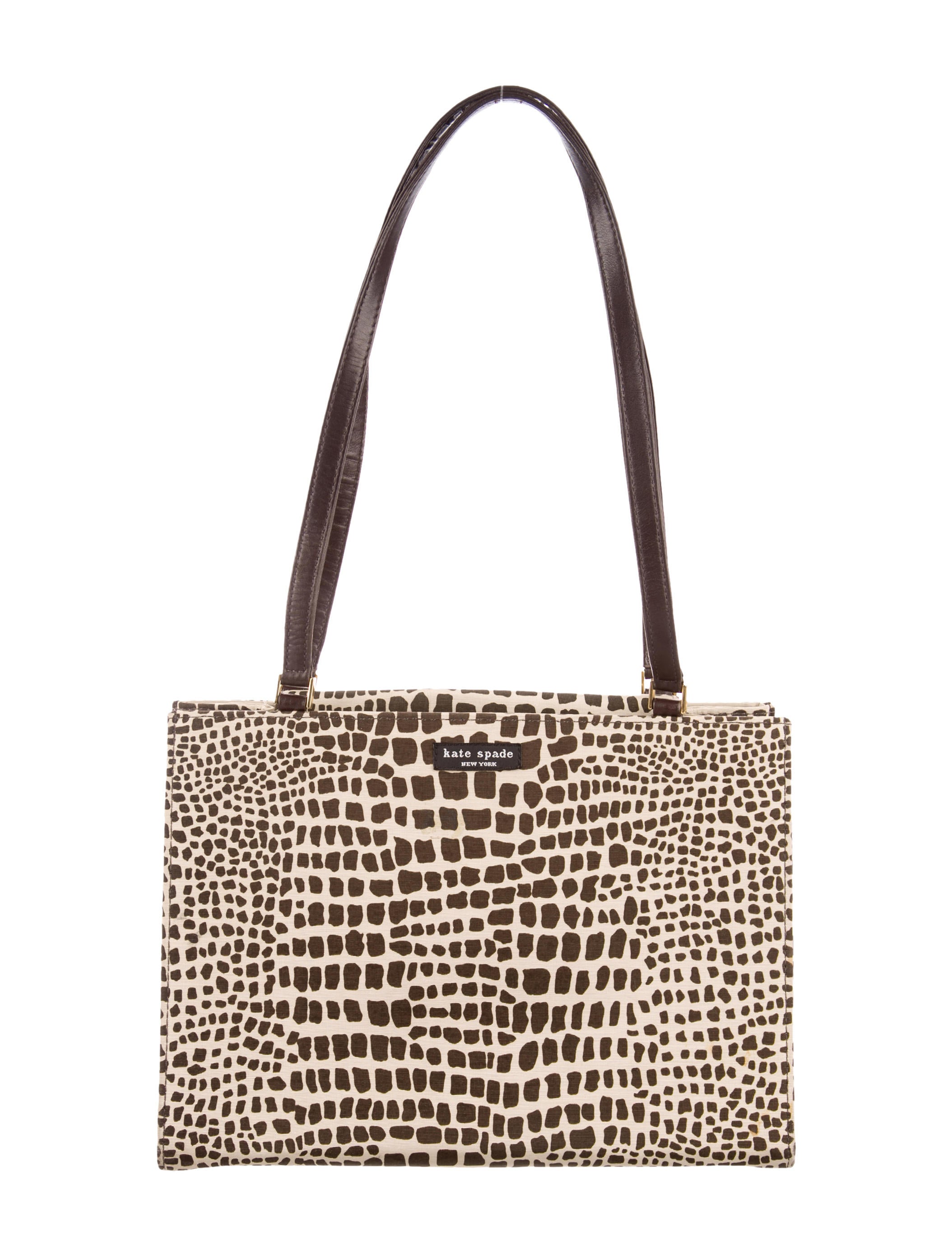 Kate Spade New York Giraffe Print Woven Shoulder Bag Brown Shoulder