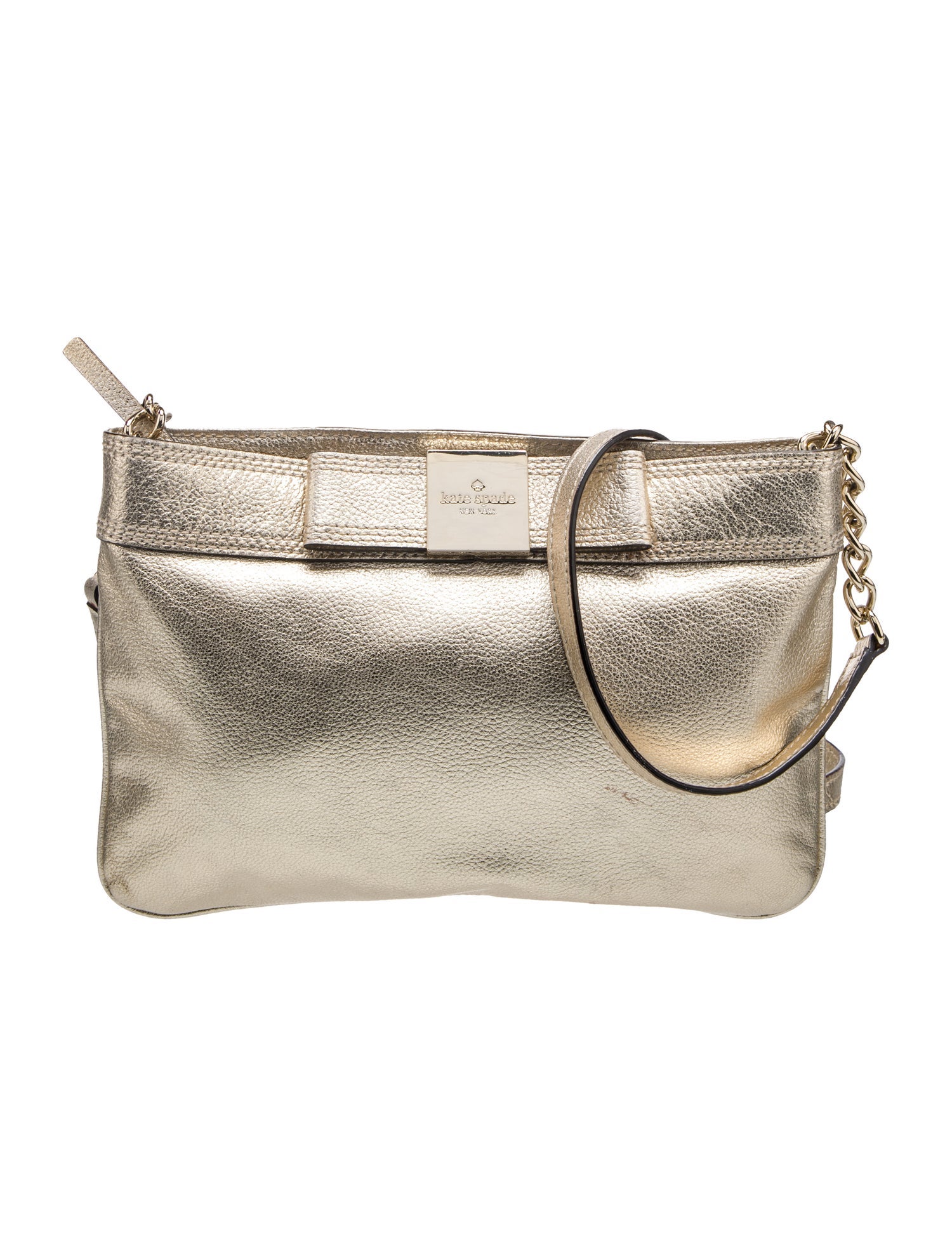 Kate Spade New York Leather Clutch Gold Crossbody Bags, Handbags