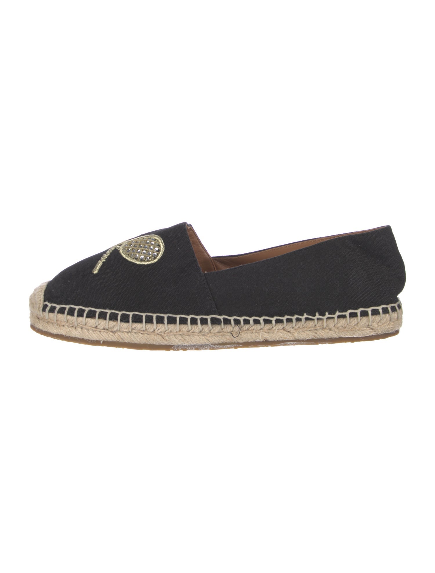 Kate Spade New York Canvas Patterned Espadrilles Black Flats, Shoes