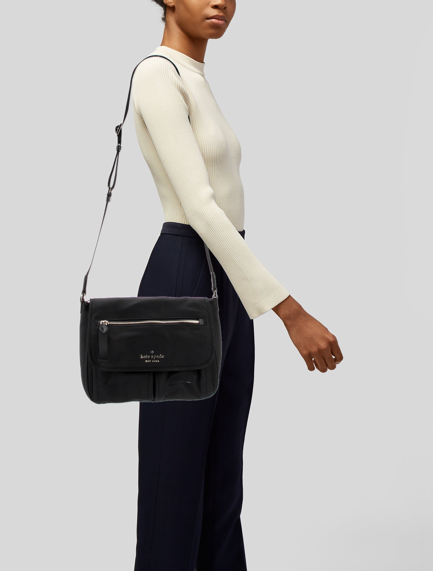Kate Spade New York Nylon Messenger Bag - Black Crossbody