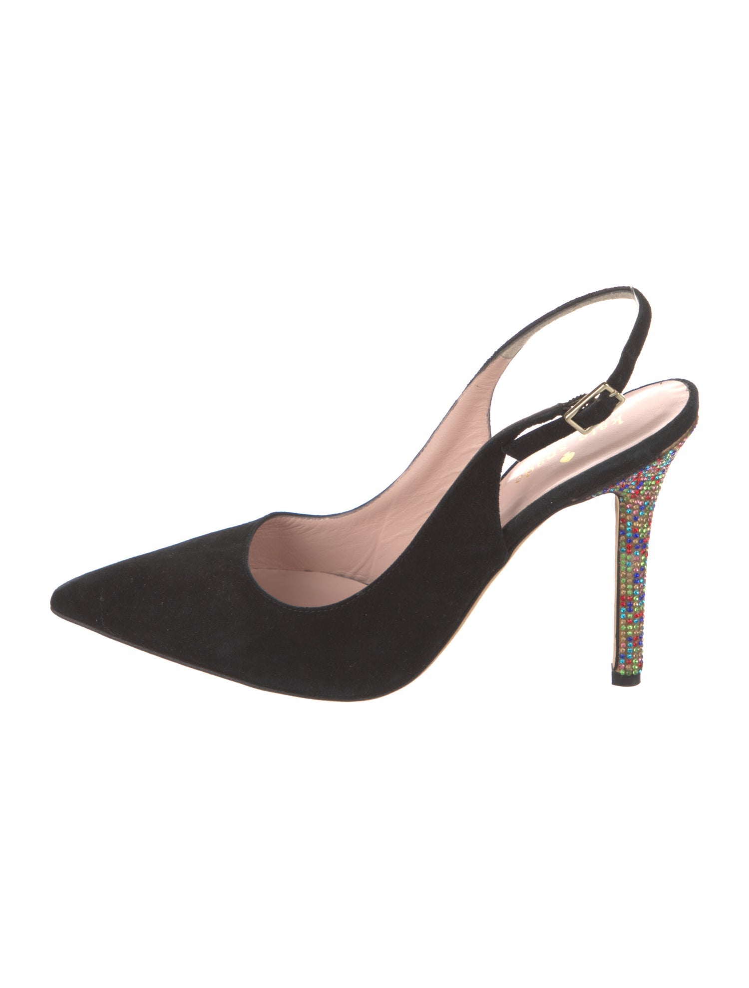 Kate Spade New York Suede Crystal Embellishments Slingback Pumps