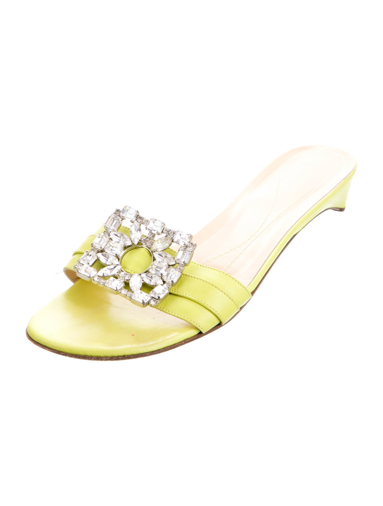 Kate Spade New York Leather Crystal Embellishments Slides