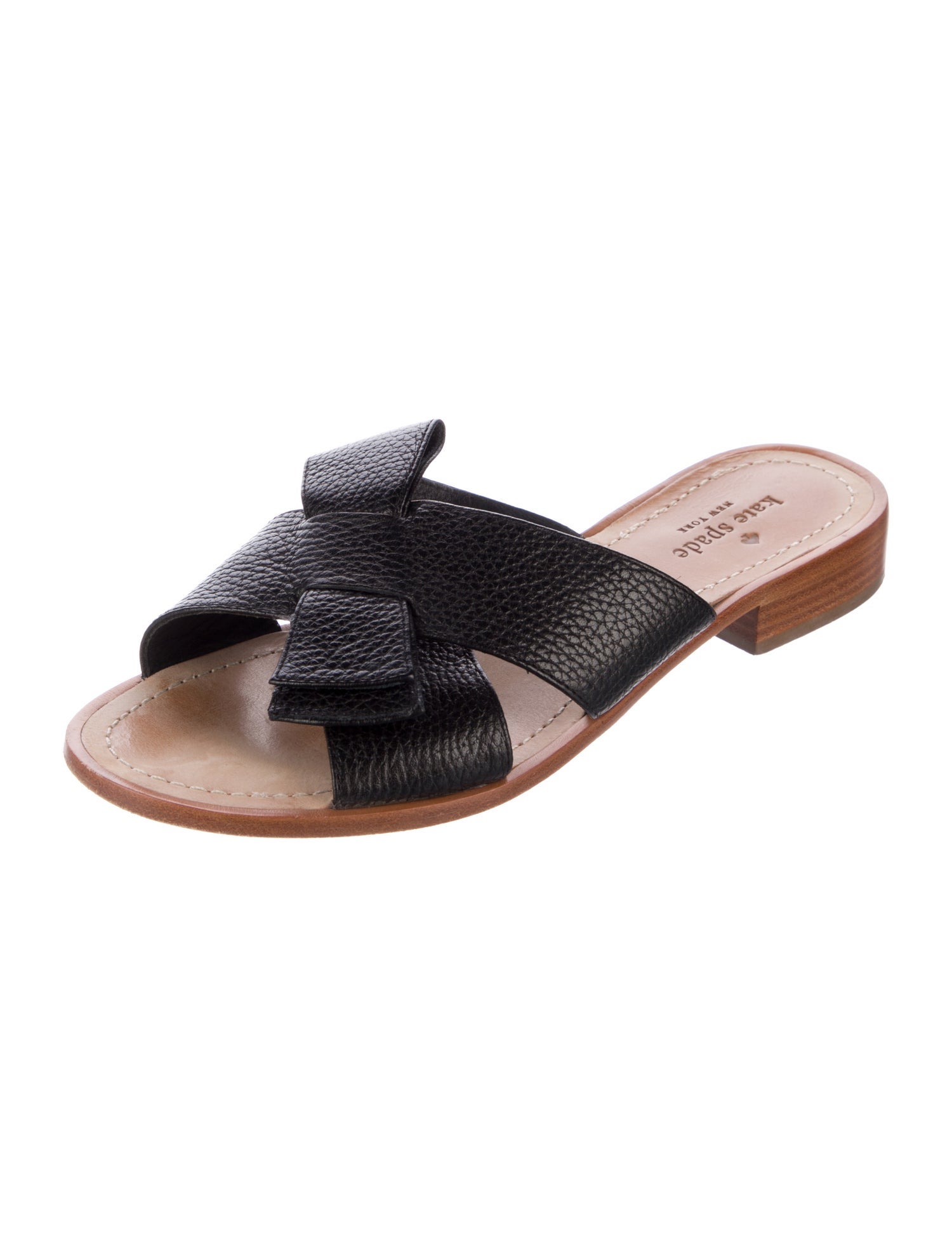 Kate Spade New York Leather Bow Accents Slides