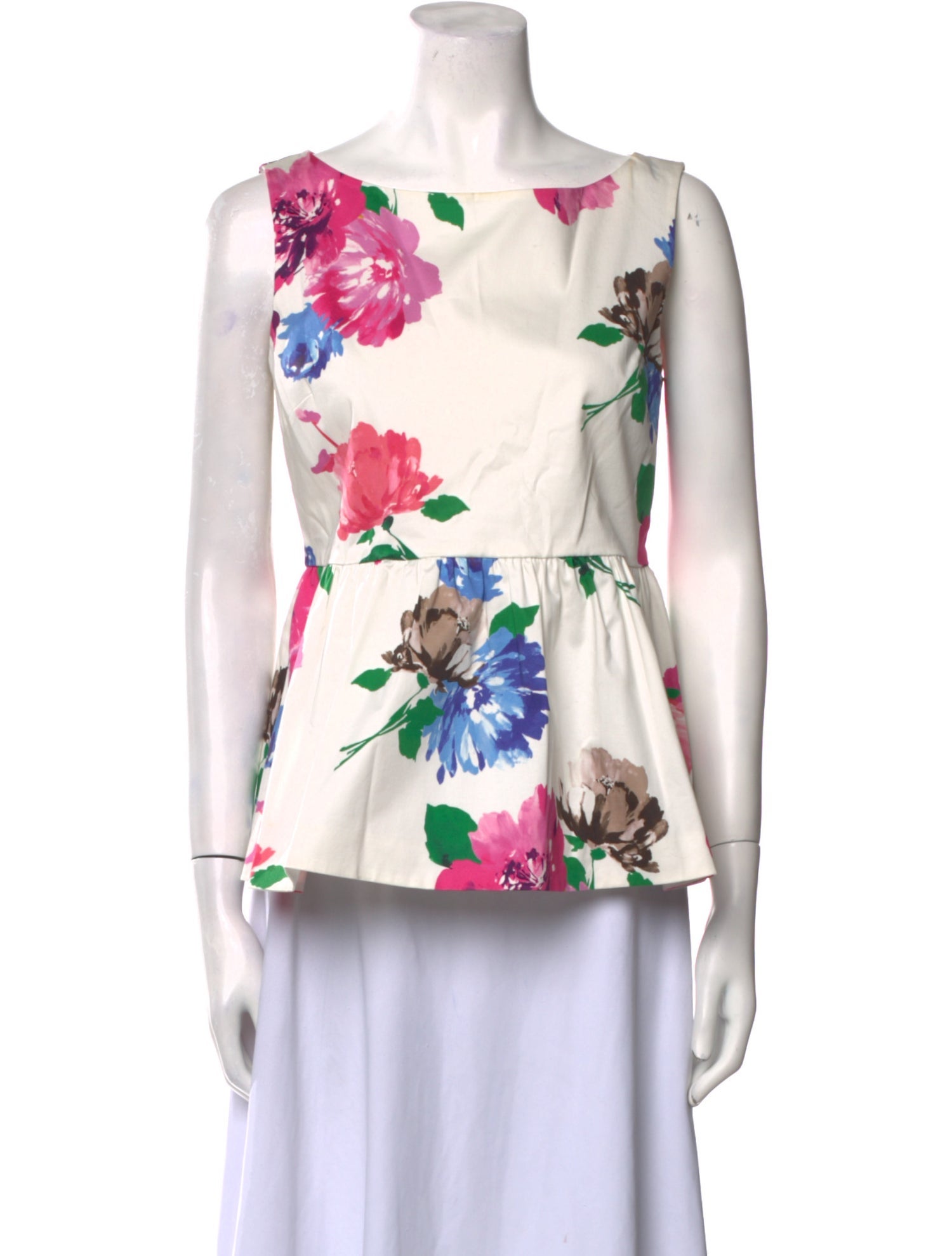 Kate Spade New York Floral Print Bateau Neckline Blouse