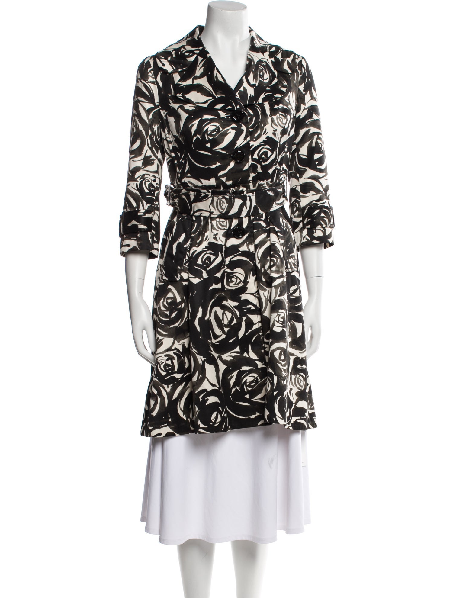 Kate Spade New York Silk Floral Print Trench Coat