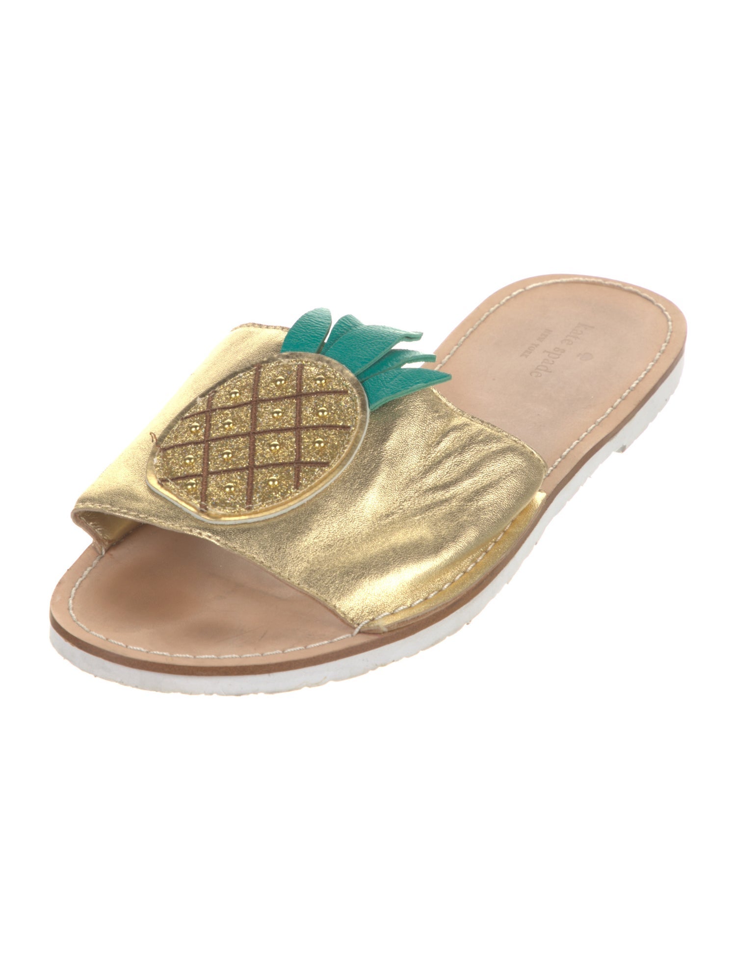 Kate Spade New York Leather Glitter Accents Slides