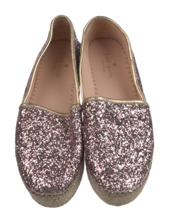 Kate Spade New York Glitter Leather Trim Embellishment Espadrilles