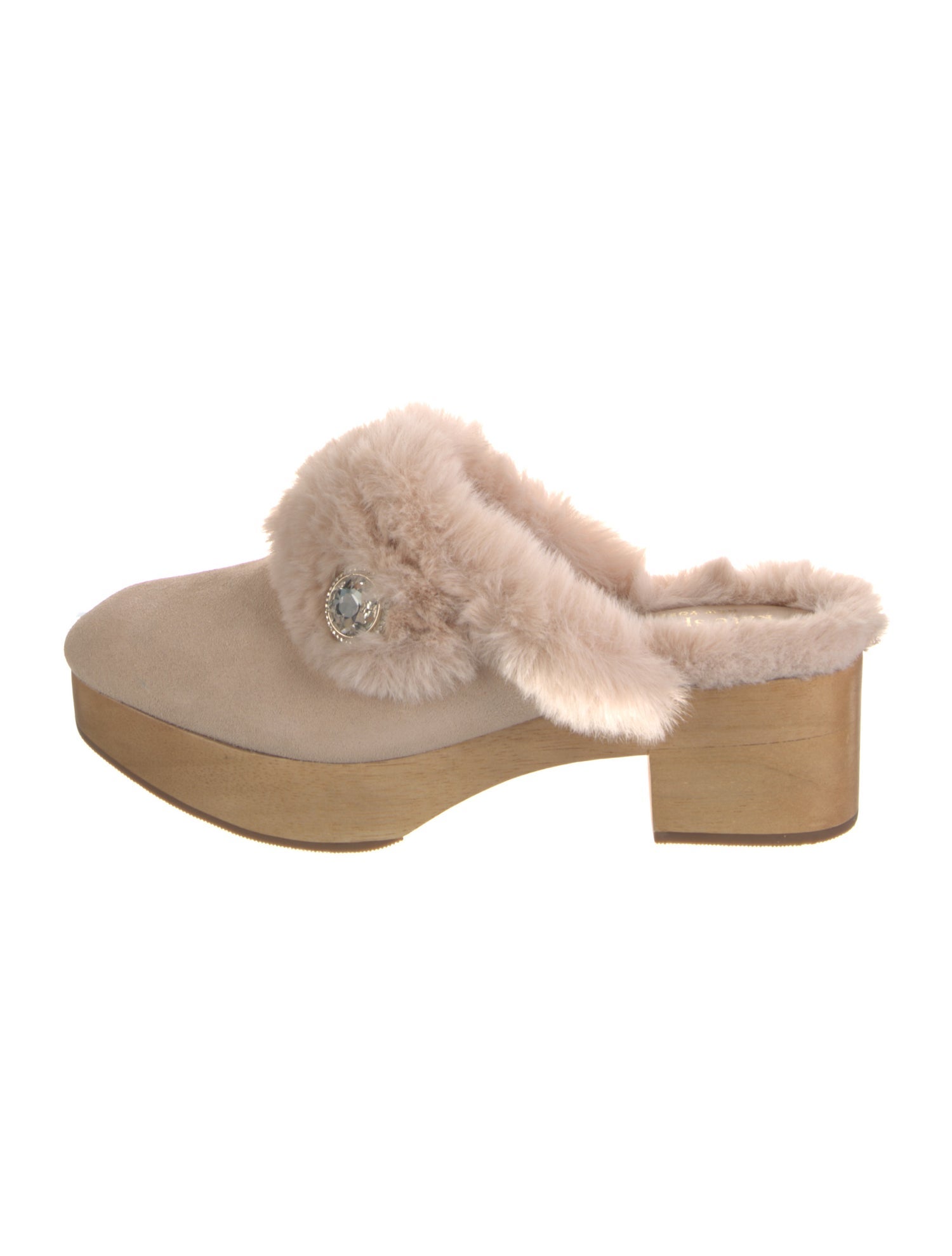 Kate Spade New York Faux Fur Crystal Embellishments Mules