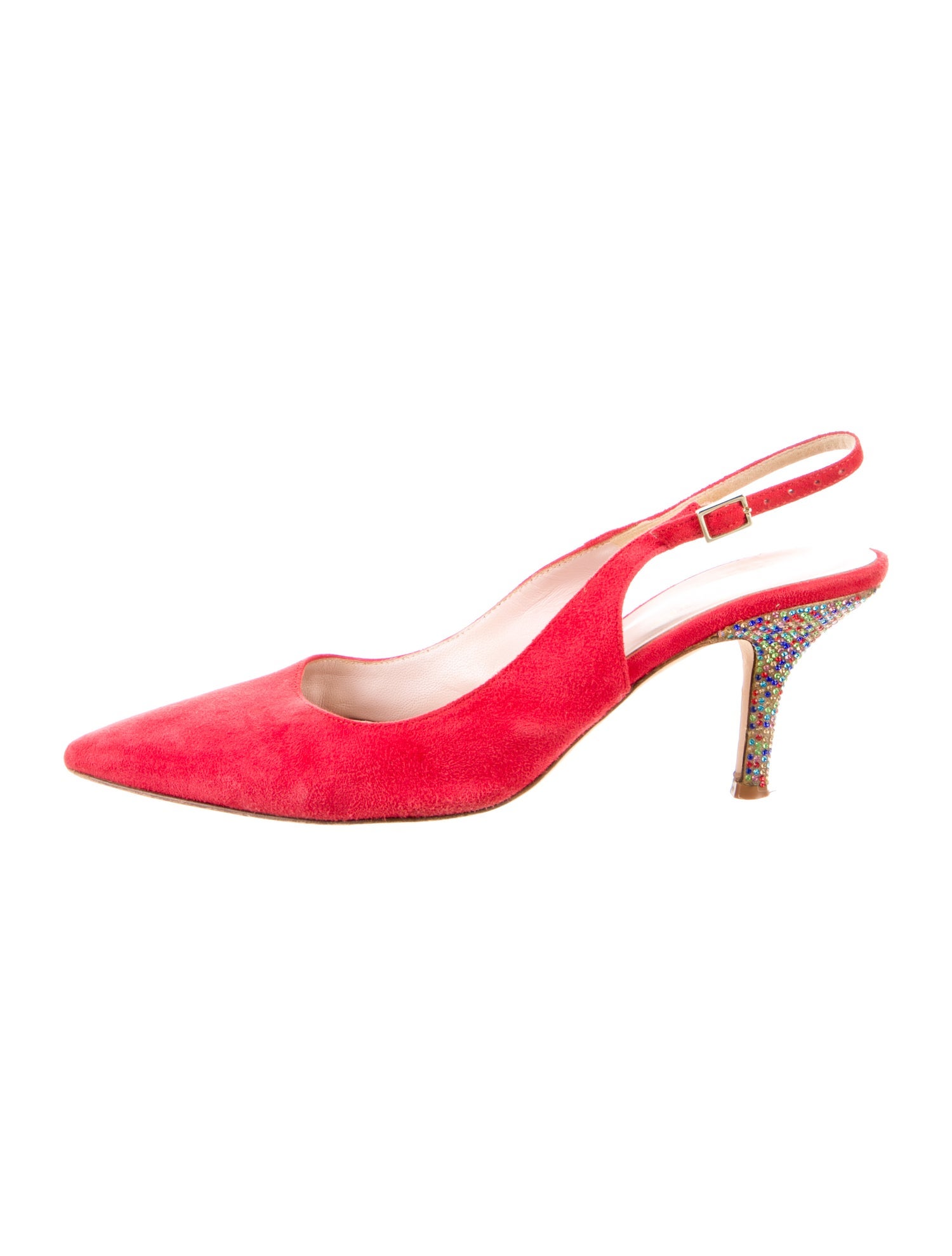 Kate Spade New York Suede Crystal Embellishments Slingback Pumps