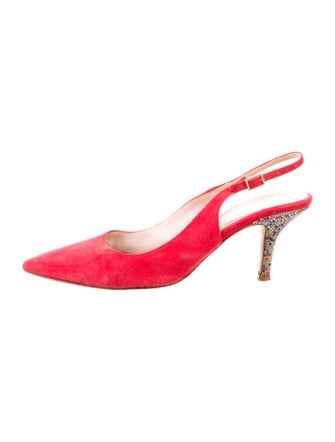 Kate Spade New York Suede Crystal Embellishments Slingback Pumps